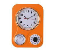 Lily's Home Retro Kitchen Clock with Temperature and Timer (Orange)