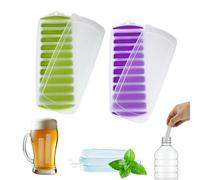 Lily's Home Silicone Ice Cube Tray with Lid Set of 2, BPA-Free, Ideal for Water Bottles & Sports Bottles, Flexible & Stackable Design for Quick Release, Ice Cube Trays for Freezer(11.81"*4.72"*0.95")