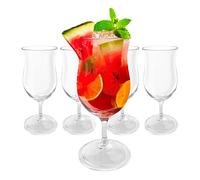Lily's Home Unbreakable Plastic Hurricane Glasses. Stemmed Cocktail Glasses made of Shatterproof Plastic and Ideal for Pina Colada, Daiquiri and Iced Tea. Reusable, 14 oz. Each, Set of 4 (Clear)