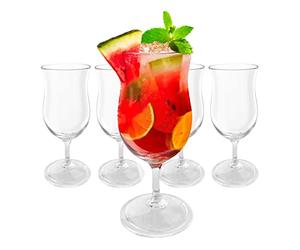 Lily's Home Unbreakable Plastic Hurricane Glasses. Stemmed Cocktail Glasses made of Shatterproof Plastic and Ideal for Pina Colada, Daiquiri and Iced Tea. Reusable, 14 oz. Each, Set of 4 (Clear)