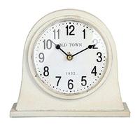 Lily's Home Vintage Inspired Mantle Clock, Battery Powered with Quartz Movement, Fits with Victorian or Antique Décor Theme. Ivory