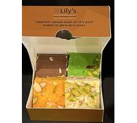 Lily's Indian Vegetarian Cuisine, Chocolate, Pistachio and Coconut And Plain Barfi, Pack of 4 piece (Each 1 Piece), 300g