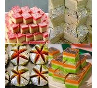 Lily's Indian Vegetarian Cuisine, Mixed Sweet Ice Coconut Barfi, Kaju Katli, Kaju komal, Tiranga Barfi (pack of 4 each 1, Pack of 8 Each 2) (8)