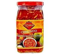 Lily's Indian Vegetarian Cuisine Present Rishta Mango Pickle Assortment, Mango Gunda, Chhundo, Mild and Hot Varieties, Green Chilli and Red Chilli Pickles (chundo)