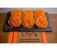 Lily's Indian Vegetarian Cuisine Traditional Jalebi Dessert, Sweet Spiral Pastry, Restaurant Serving, Authentic Indian Jalebi - Crispy & Juicy Traditional Sweet | Freshly Made 4 piece