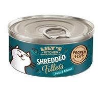 Lily's Kitchen Made with Natural Ingredients Shredded Fillets in Broth Tuna with Salmon Adult Wet Cat Food, 70 g
