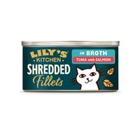 Lily's Kitchen Made with Natural Ingredients Shredded Fillets in Broth with Tuna and Salmon Adult Wet Cat Food Tins 24 x 70g