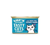 Lily's Kitchen Made with Natural Ingredients Tasty Cuts in Gravy with White Fish, Salmon and Prawn Adult Wet Cat Food 18 x 85 g