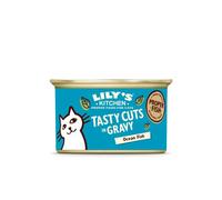 Lily's Kitchen Made with Natural Ingredients Tasty Cuts in Gravy with White Fish, Salmon and Prawn Adult Wet Cat Food, 85 g