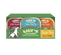 Lily's Kitchen Natural Adult Dog Food Wet Trays - Complete Grain-Free Multipack - Chicken, Fish & Venison (6 Trays x 150g)