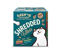 Lily's Kitchen Shredded Fillets Multipack Grain Free Natural Adult Wet Cat Food Chicken Chicken & Mussels Chicken & Ham Tuna & Salmon(16 Tins x 70 g)