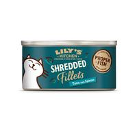 Lily's Kitchen Shredded Fillets with Tuna and Salmon - Grain Free Adult Wet Cat Food (24 Tins x 70 g)