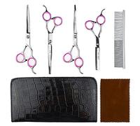 LILYS PET Professional PET DOG Grooming Scissors Set,RED/BLUE Ring, Cutting&Curved&Thinning shears (7.0", Red ring)