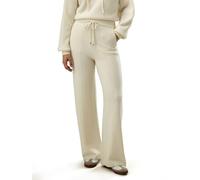 LilySilk 100% Cashmere Pants for Women Super Soft Warm Wide Leg Cashmere Knitted Trousers Elastic Waist Sweatpants(White,M)