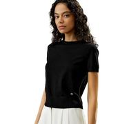 LilySilk 100% Cashmere Sweater Top Women Short Sleeves & Round Neck Lightweight Base Layer for Spring Summer(Black,L)