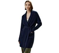 LilySilk 100% Merino Wool Shawl Collar Cardigan for Women Open Front&Sash Tie Long Sleeves Sweater Coats with Pockets M, Navy Blue