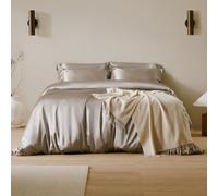 LilySilk 100% Mulberry Silk Bedding Set 6 Pcs 19MM Fitted Sheet, Duvet Cover, Envelope Pillowcase and Oxford Pillowcase for Better Sleep and Ultimate Comfort(Silver Grey，King)