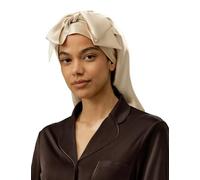 LilySilk 100% Mulberry Silk Nightcap Ladies Pure Silk Sleep Cap for Hair Care Long Bonnet with Extended Tie Laces for All Hair Type,Gravel Gold