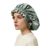 LilySilk 100% Mulberry Silk Sleeping Bonnet for Women - Adjustable Double-Layer Wrap for Curly to Long Thick Hair with Reversible Design,Avocado Green