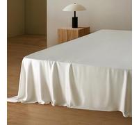 LILYSILK 100% Pure Silk Flat Sheet Sold Separately for Bed Charmeuse 19 Momme Mulberry Top Sheet Single 180x275cm Ivory