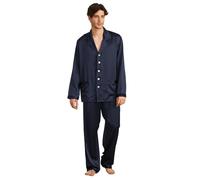 LilySilk 100% Pure Silk Pyjamas Set for Men Long Sleepwear Pyjamas 19 MM Mulberry Silk Lightweight Male Pjs-for Gifts Or Treat Yourself (Navy Blue, XXL)