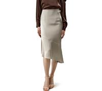 LilySilk 100% Silk Asymmetrical Fishtail Skirt for Women Slim Fit Side Zipper Up High Waisted Midi A Line Dress for Work Party Silvergray, UK12