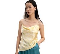 LilySilk 100% Silk Camisole for Women 19 Momme Charmeuse Silk Summer Top Versatile with Cowl Neck & Adjustable Spaghetti Straps(Shadow Print,XS)