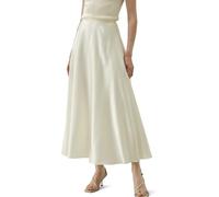 LilySilk 100% Silk Flowy Maxi Skirt for Women A Line Zipper Up Dress with Side Pockets 10, Lily White