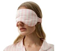 LILYSILK 100% Silk Striped Eye Mask in Valentine Pure Silk Soft Sleep Blindfold Light Block for Travel Nap, Light Rosy & White Stripe