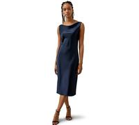 LilySilk 22 Momme 100% Mulberry Silk Dress Below Knee Length Cowl Neck Slim Fit Bias Cut Classic Dress for Formal Occasions Navy Blue, UK14