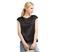 LilySilk Basic Cap Sleeves 22MM Silk T Shirt Relaxed Fit Round Neck Shirt for Ladies (10/S, Black)