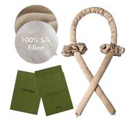 LILYSILK Heatless 100% Mulberry Silk Curling Headband And 2 Silk Scrunchie Set Hair Diy Hair Styling Tools, Taupe