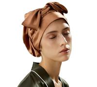 LilySilk LilySilk 100% 22MM Pure Mulberry Silk Sleep Cap Womens Natural Silk Bonnet for Sleeping and Hair Care Night Hair Wrap with Long Elastic Band for Stay On,Toffee