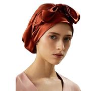 LilySilk LilySilk 100% 22MM Pure Mulberry Silk Sleep Cap Womens Natural Silk Bonnet for Sleeping and Hair Care Night Hair Wrap with Long Elastic Band for Stay On,Red Clay