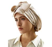 LilySilk LilySilk 100% 22MM Pure Mulberry Silk Sleep Cap Womens Natural Silk Bonnet for Sleeping and Hair Care Night Hair Wrap with Long Elastic Band for Stay On,Gravel Gold