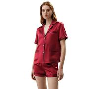 LilySilk Short Silk Pyjama Set for Women 100% Mulberry Silk 22 Momme 2 Piece Short Pants Sleepwear for Summer XS, Claret