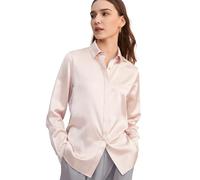 LilySilk Silk Blouse for Women Button Down Shirt Tops Point Collar Long Sleeve 100% Silk (S/10, Light-Beige)