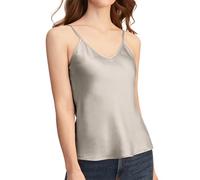 LilySilk Silk Camisole for Women 100% Pure Silk Vest Tops Cami Tank Spaghetti Straps Ladies T-Shirt Tees Blouse(Silvergray,M)