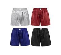 LilySilk Silk Mens Boxer Shorts Multipack Briefs for Men Pure Mulberry Silk Underwear Fitted Draping Button Fly Elastic Solid Comfort Sleep pants(Black+Blue+Red+Gray,M)