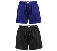 LilySilk Silk Mens Boxer Shorts Multipack Briefs for Men Pure Mulberry Silk Underwear Fitted Draping Button Fly Elastic Solid Comfort Sleep pants(Black+Blue,M)