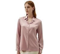 LilySilk Silk Shirts for Women Basic Formal Office Vintage Long Sleeve Pearl Button Down Silk Blouse Tops for Ladies (Rosy Pink, M)