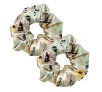 LILYSILK Women's 100% Silk Hair Scrunchies Ladies Elastic Hair Tie Bobbles Ponytail Holders for All Hair Type and Conditions and Preventing Hair Frizz Breakage Loss,Aquarius 2pcs