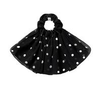 LILYSILK Women's 100% Silk Hair Scrunchies with Polka-dot Pattern on Large Fan-shape Ladies Big Ponytail Holder Bobbles for All Hair Type,Black
