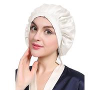 LILYSILK Women's 100 Silk Sleep Cap for Sleeing Hat Bonnet Head Cover 19 Momme Pure Mulberry Silk Ivory 7008(Size: One Size)
