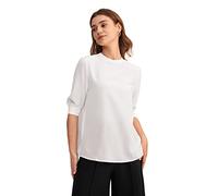 LilySilk Womens 18 Momme Pure Silk Shirt Ladies Classic Blouse with Half Sleeve and Keyhole Back Girls Elegant Causal Wear(Natural White,L)