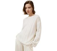 LilySilk Womens Oversized Sweater Drop-Shoulder 100% High-Premium Baby Cashmere Causal Cable Knit Pullover for Fall(White,L