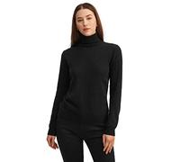 LilySilk Womens Pure Cashmere Sweater Ladies Turtleneck Long Sleeves Jumper Classic Warm Pullover for Autumn Winter(Black,S)