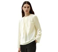 LilySilk Women's Pure Silk Blouse Ladies Mulberry Silk Top with Front Asymmetrical Pleat and Flexible Hemline for Casual and Elegant Look(Lily White,XS)
