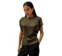 LilySilk Womens Pure Silk Blouse Ladies Versatile Round Neck Batwing Sleeves Top with Split Design and Streamlined Back Zipper(Pine,M)