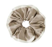 LILYSILK Womens Pure Silk Hair Scrunchies Ladies Contrast Edge Ponytail Holder Elastic Hair Band Tie Bobbles for Hair Loss Breakage Dry Frizz Prevention(Taupe)